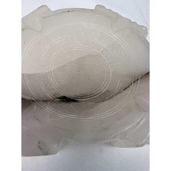 Alabaster Onyx Stone Ashtray Carved Faces Mexican Aztec Engraved 4 inch - Picture 2 of 7